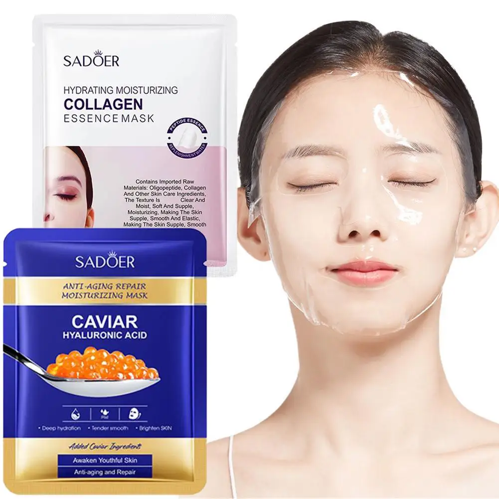 

Collagen Facial Mask Caviar Hyaluronic Acid Skin Moisturizing Brightening Smooth SkinCare Korean Cosmetics Face Skincare