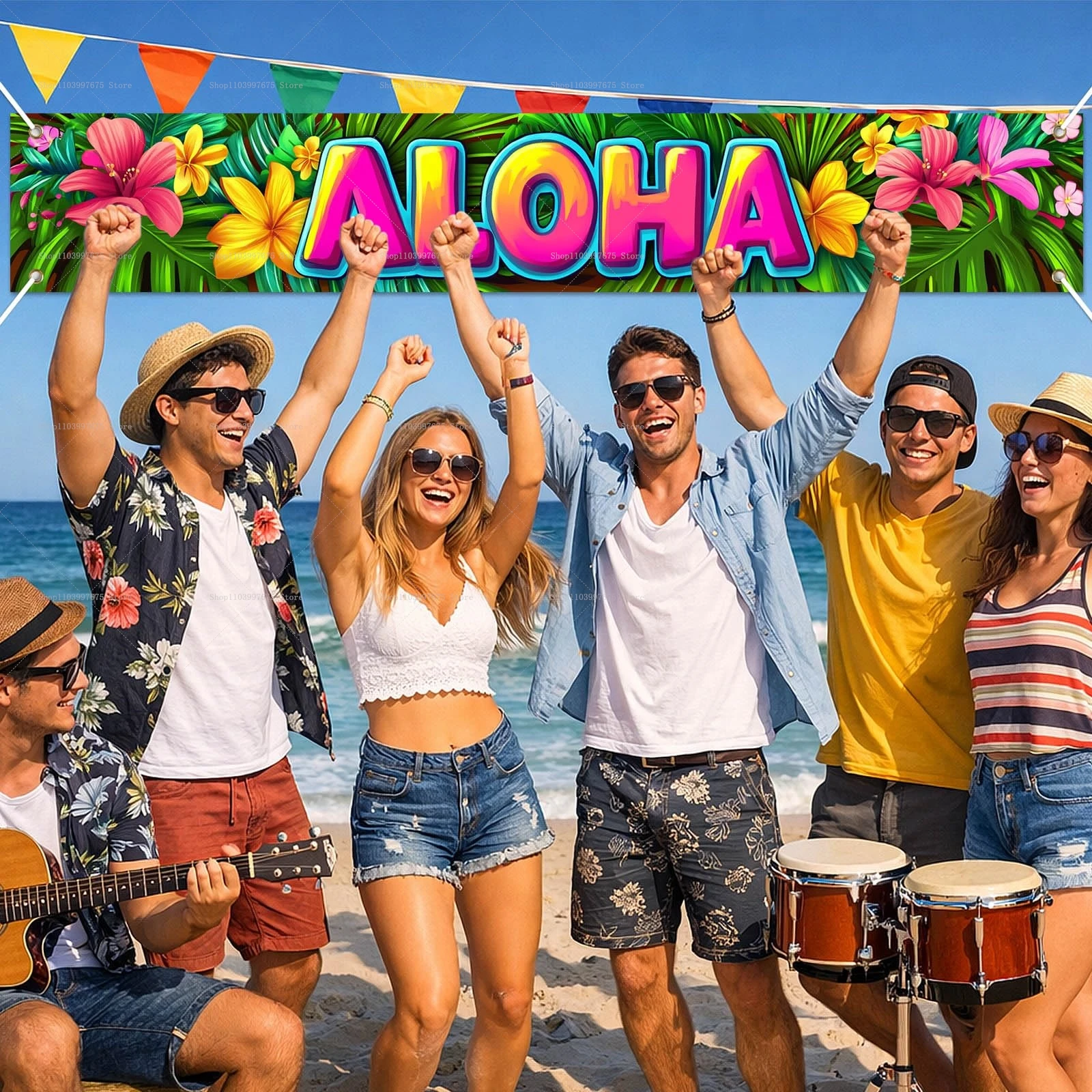 Bandera 2D Aloha, Decoraciones - Summer Clothing Banner reseña y precio