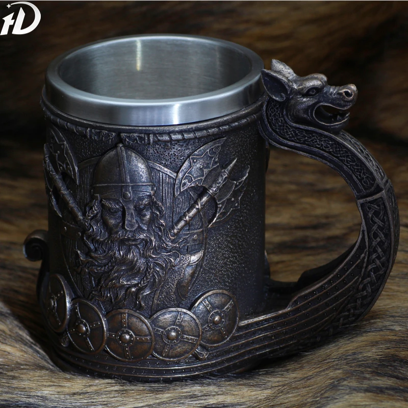 

Stainless Steel Viking Tap Cup, 3D Stereo Beer Mug, Coffee Mug, Tea Cup, Man Gift, Water Bottle, 700ml