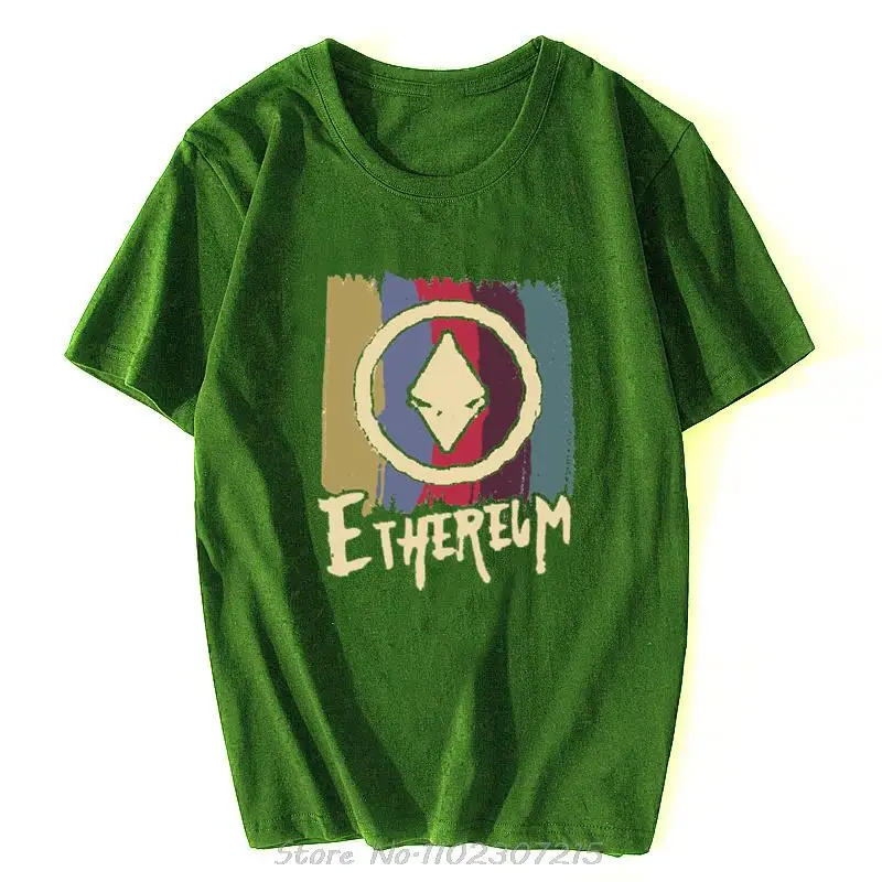 Mens Vintage Ethereum T Shirt Short Sleeves Cotton Tshirt Trendy T-shirt Printed Blockchain Crypto Cryptocurrency Tee Clothing