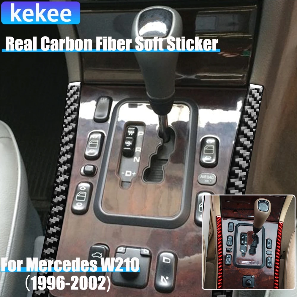 

Carbon Fiber Car Accessories Gear Side Strip Cover Soft Sticker For Mercedes W210 E Class 1996 1997 1998 1999 2000 2001 2002
