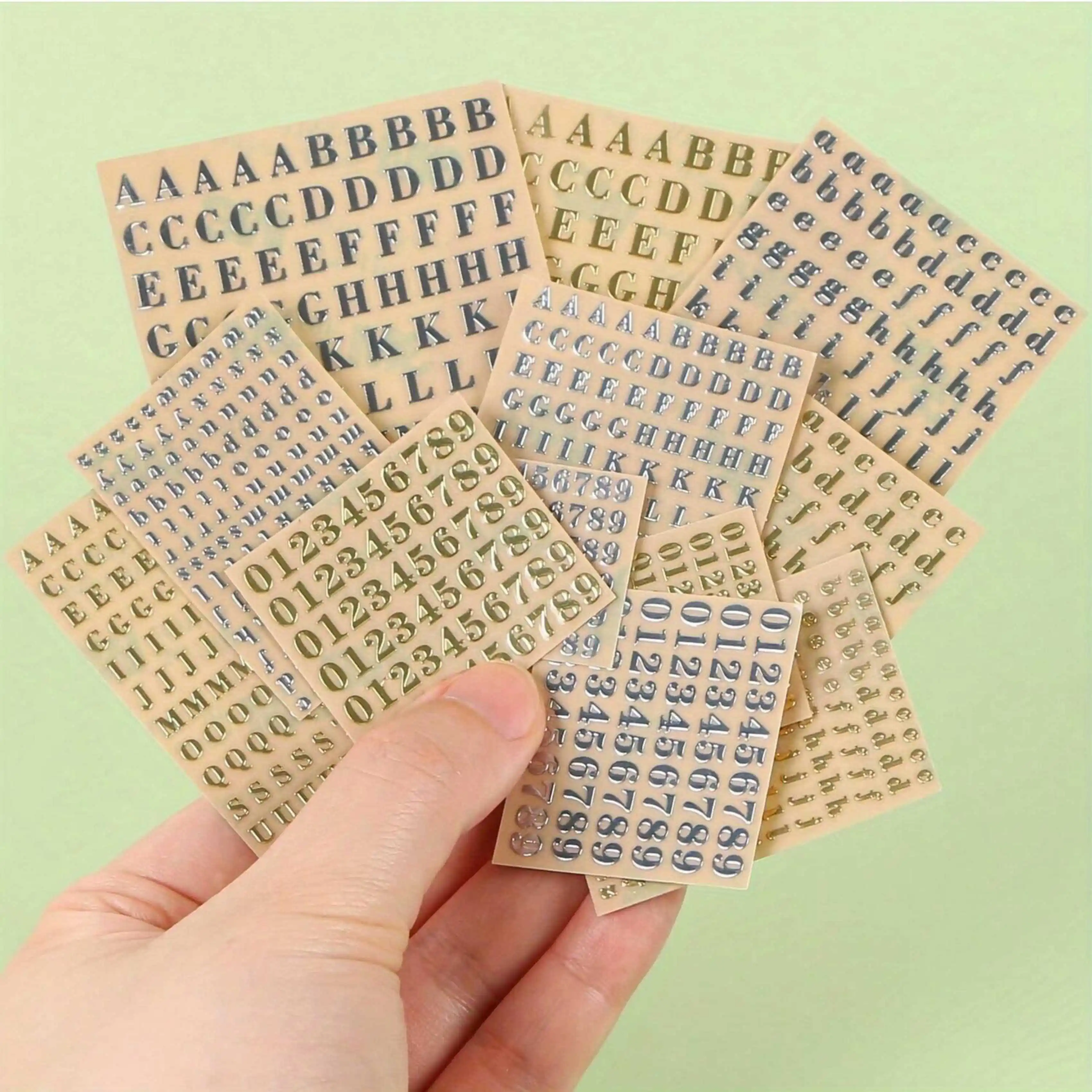 12 Letter Resin Stickers, Mini Letter and Number Stickers, Resin Supplies, for Epoxy Resin Casting Decoration, Alloy Self-Adhesive Letter Stickers, Glitter Gold and Silver 4.5mm 3mm view 5