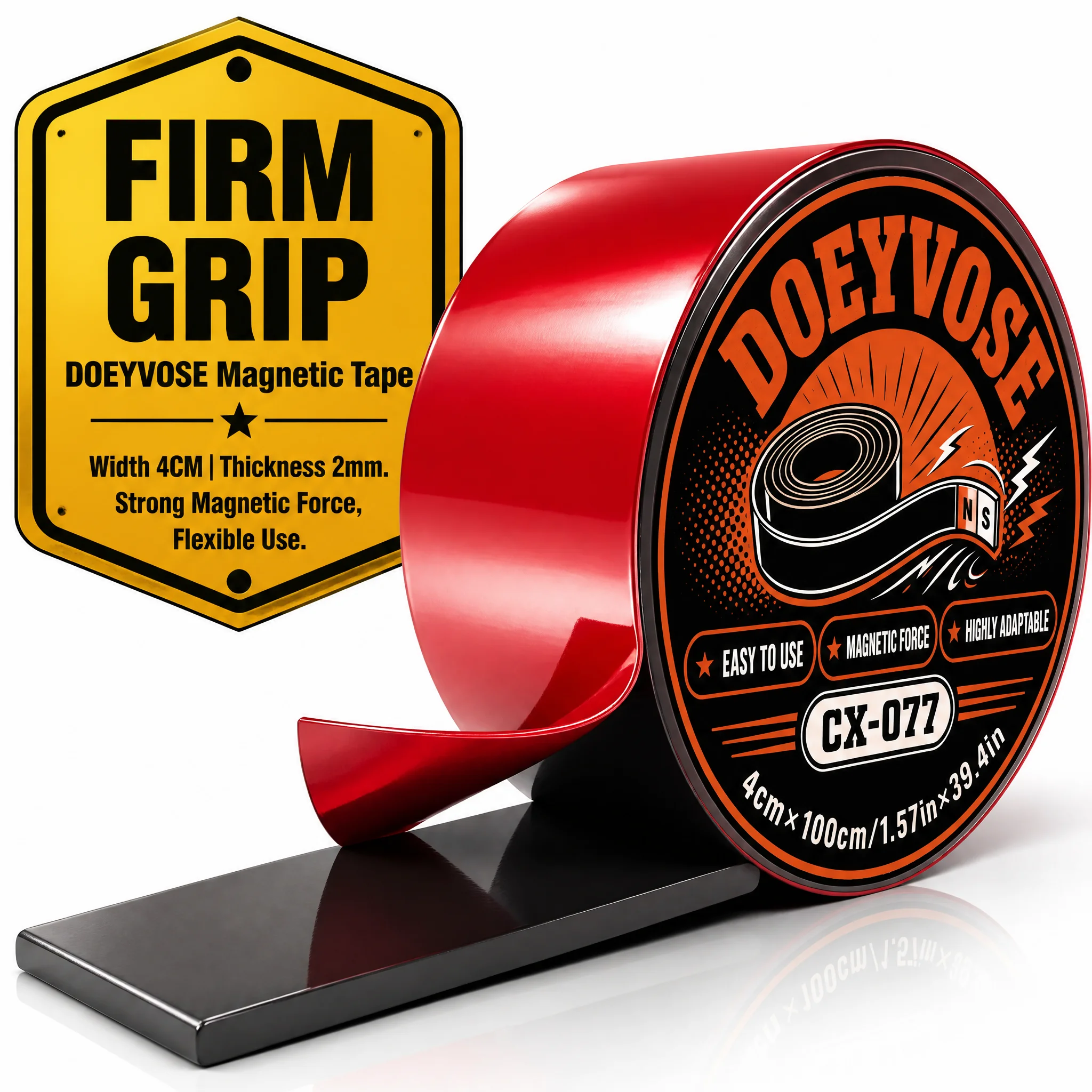 Self‑Adhesive Magnetic Rubber Strip 4cm2mm1m Strong Adsorption Magnet Tape for Workshop