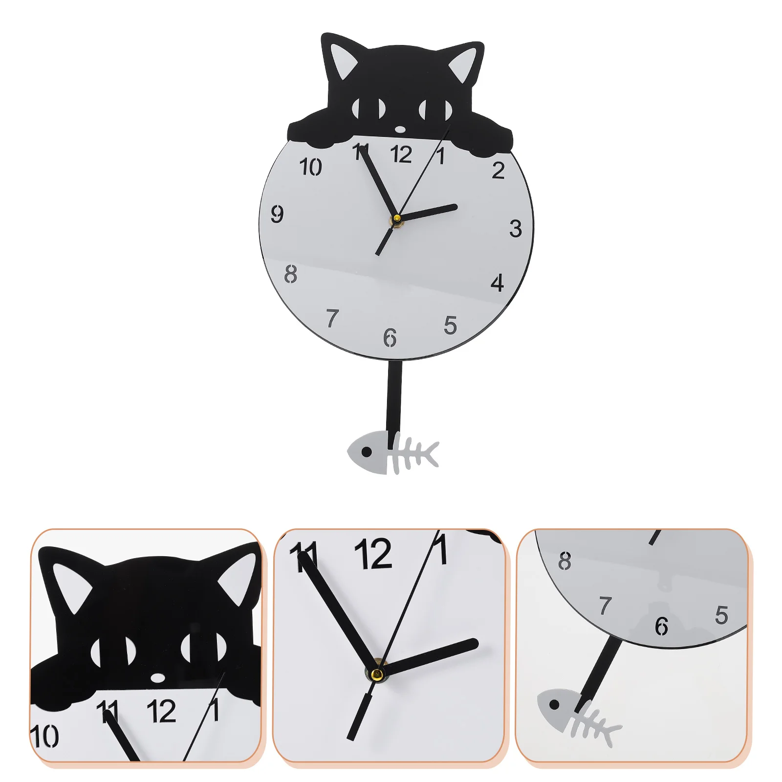 

Wall Clock Ornament Kitten Designed Mute Hanging Living Room Adorn Decor Pendant Home