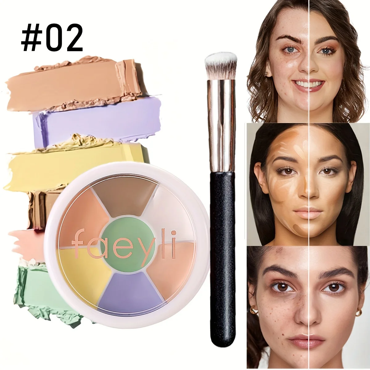 多機能マット輪郭コンシーラーパレット、くま用ブラシカバー、クリームメイク化粧品