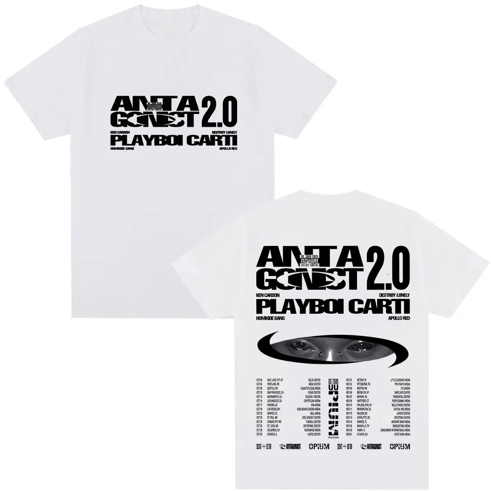 المغني PLAYBOI CARTI ANTAGONIST 2.0 Tour 2025 جديد تي شيرت ملابس رجالي فضفاض المتضخم تي شيرت موضة عالية الجودة القطن تيز #2
