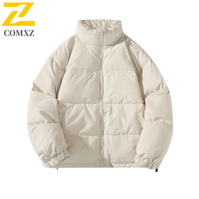 COMXZ Minimalist Padding Coat Classic Thickened Stand Collar Warm Work Quilted Jacket Streetwear Windproof Men's Winter Jacket