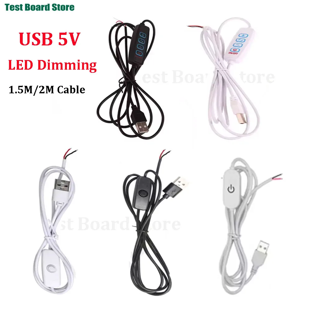 

New DC5V Switch Power Supply Wire USB Male to 2 Core 3 Core Connection Cable 501 Button ON OFF 2A For LED Strip Lamp Bulb DIY