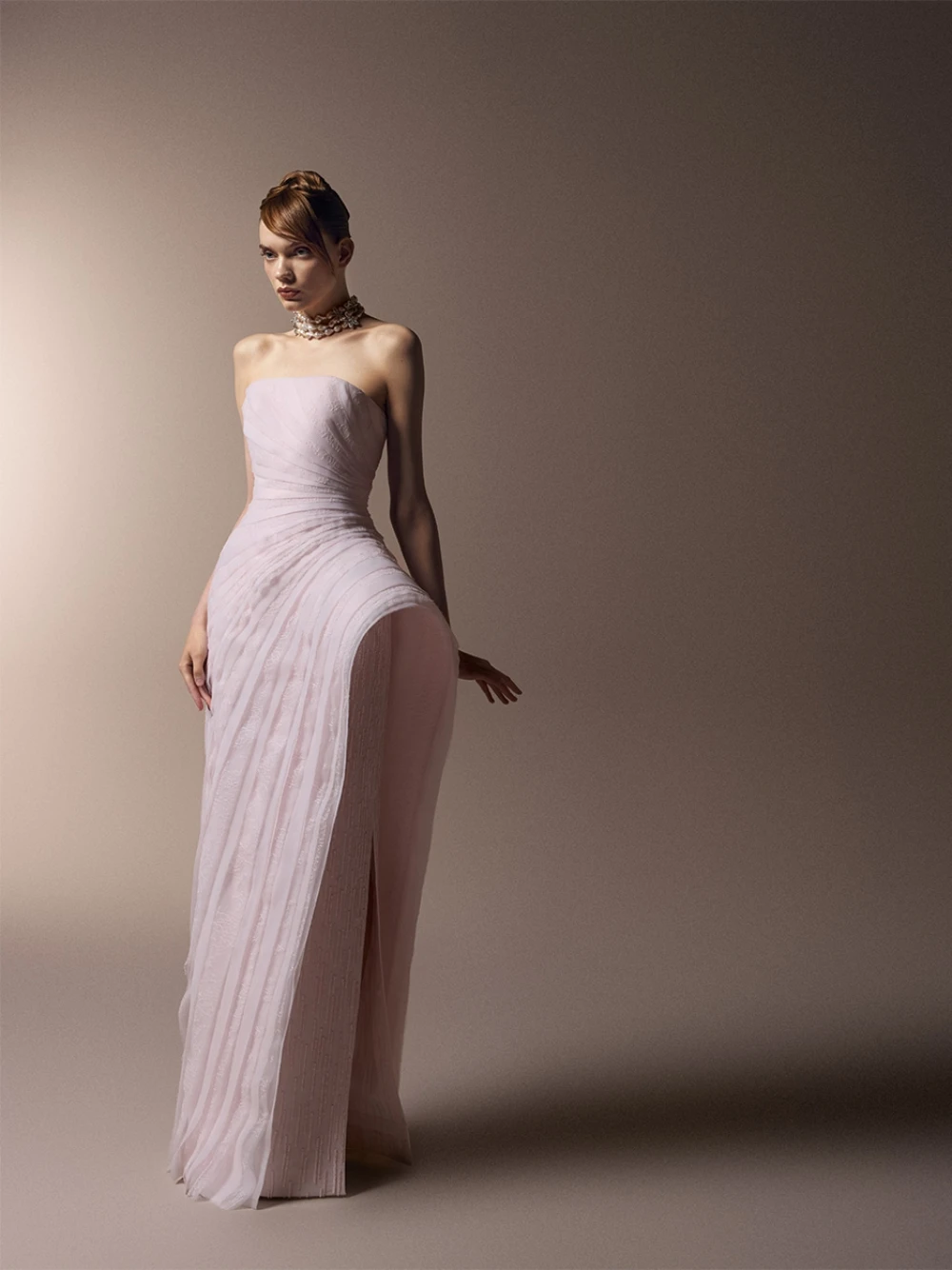 Unique Pleated Lace Evening Dress Exquisite Eleagnt Beaded Straight Strapless Prom Gown For Women Gala Wedding Party Customized
