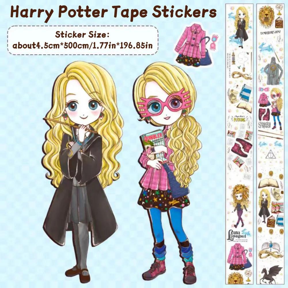 Cinta adhesiva auténtica de Harry Potter, calcomanía de personaje de dibujos animados Kawaii Hermione Ron Luna para álbumes de recortes, calcomanías de decoración, juguetes para niñas, regalos