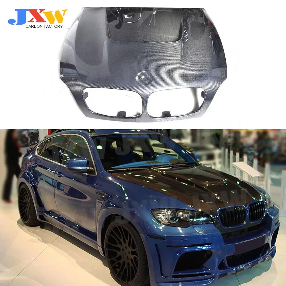 JXWANCF ألياف الكربون الجبهة غطاء المحرك تنفيس بونيه غطاء تغليف لسيارات BMW X5 E70 X6 E71 2007-2013