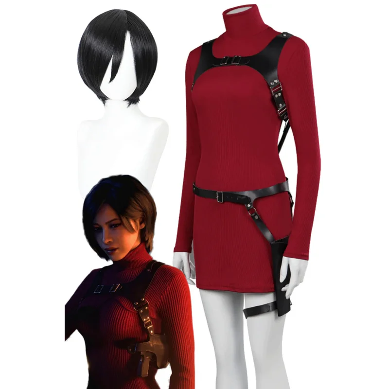 Ada Wong Cosplay Perücken Frauen Kostüm Spiel Bewohner 4 Rollenspiel Fantasia Outfits Phantasie Dress Up Party Stoff für weibliche Rollenspiele