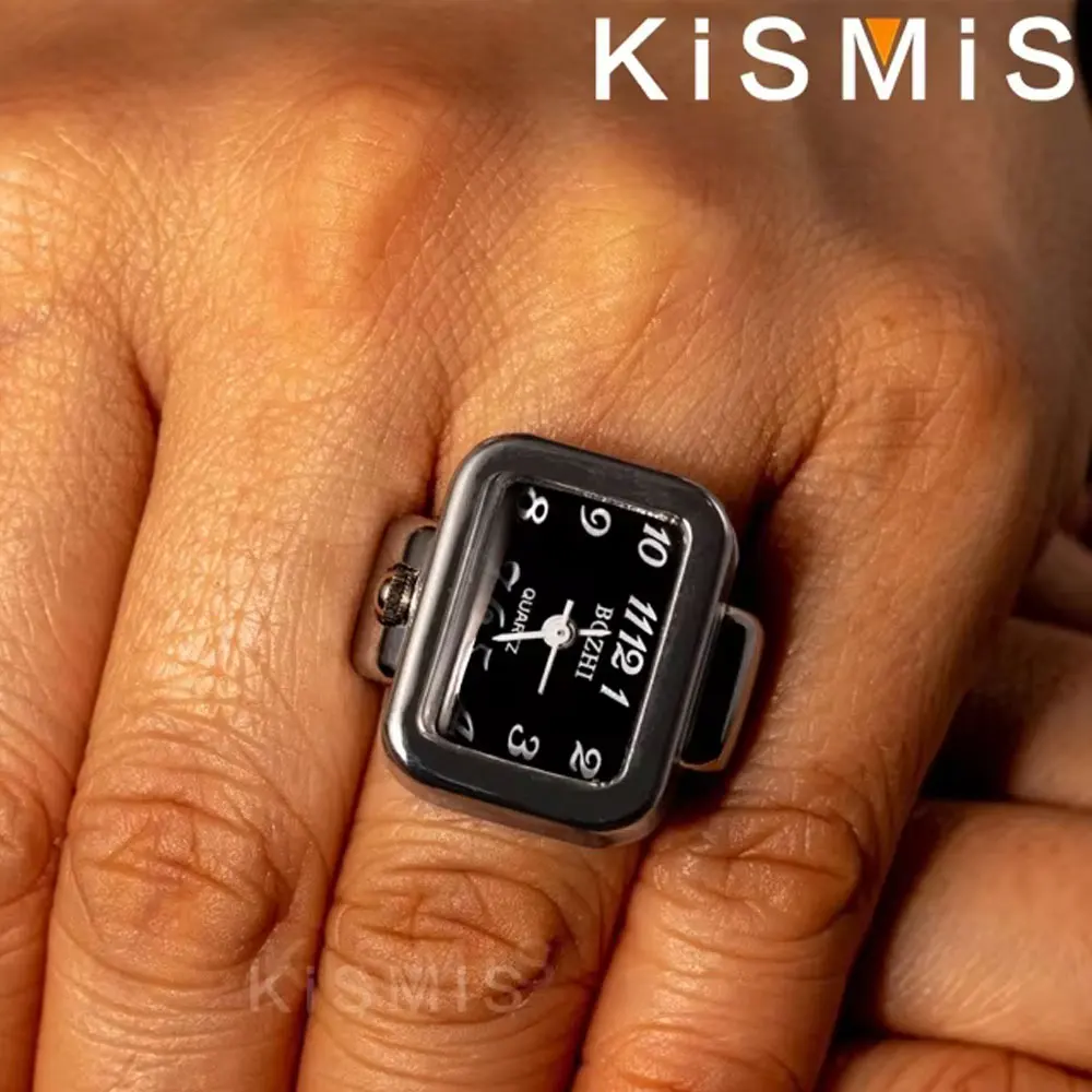 ساعة KISMIS الإبداعية الدائري، سبيكة شل إصبع التعميم الهاتفي زوجين ووتش للرجال والنساء، جديد حار بيع