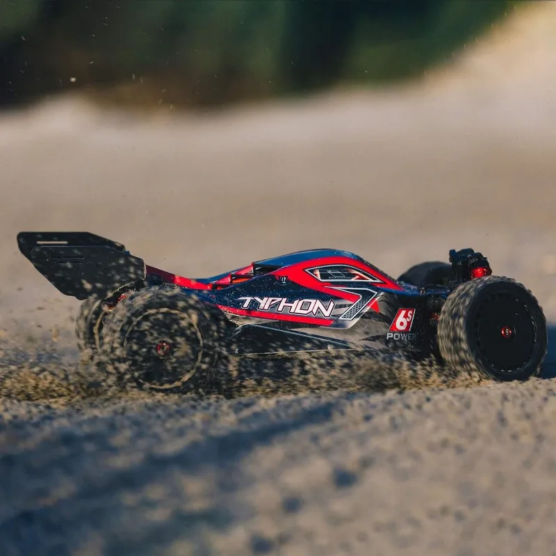 Car 1/8 Typhon 6S V5 4WD BLX Buggy with Spektrum Firma RTR (Ready-to-Run), Black and Red, ARA8606V5