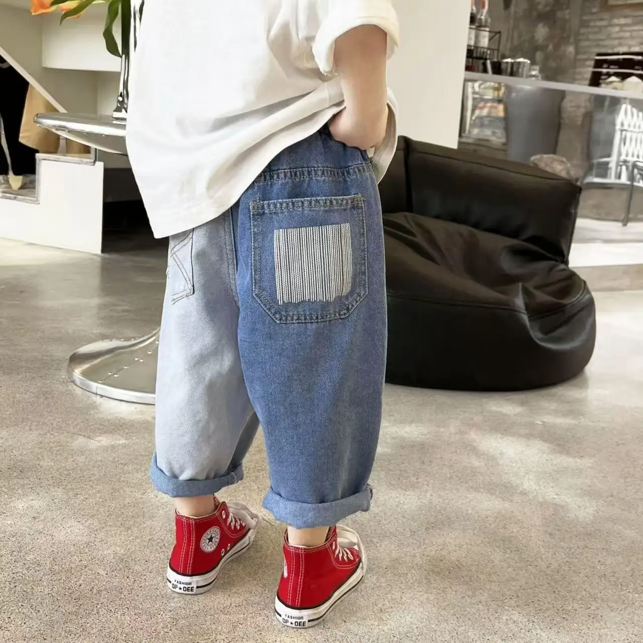 

Children's Jeans Trousers Spring and Autumn Pants Boys' Stretch Pant New Boys' Baby Loose Print Feet Pants 2-7Y