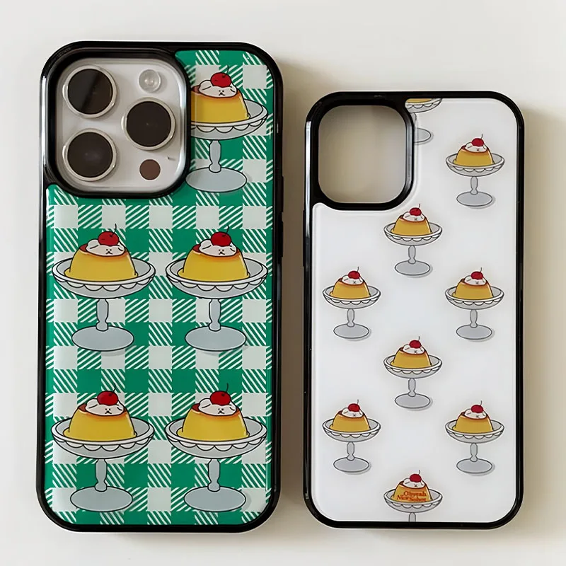 Korean Ins Cartoon Cute Pudding Bear Black Border Drip Glue Phone Case For iPhone Duo 18 Pro Max 17 16 15 14 13 12 11 Back Cover