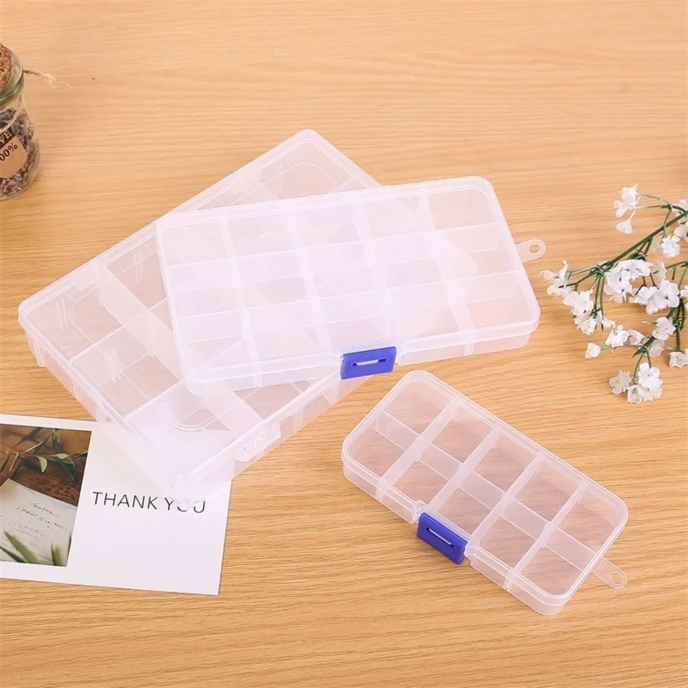 New 10/15 Grid Clear Plastic Box Rectangular Multi-functional Multi Grid Box Waterproof Dustproof Tools Storage Cases Home Use