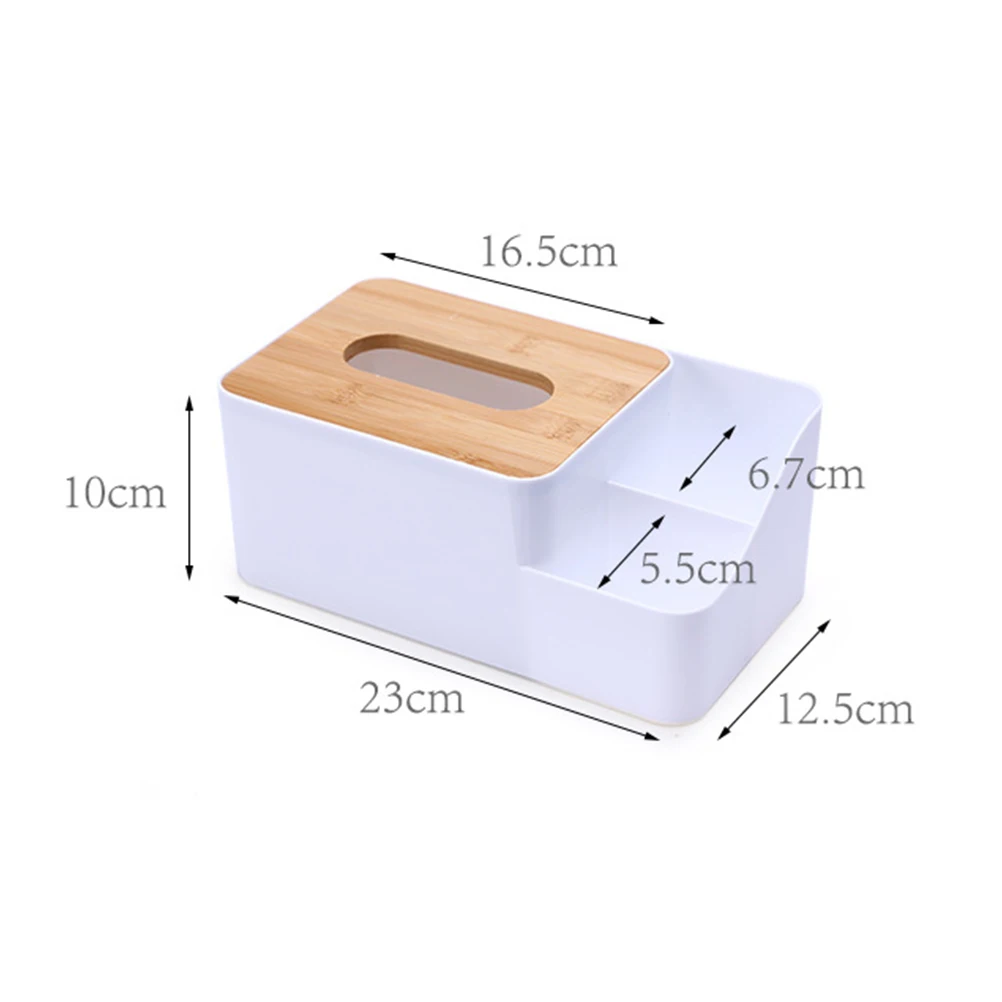 

Tissue Box Napkin Holder Desktop Storage Basket Paper Towel Container Modern PP Material Bamboo Cover Water Resistant