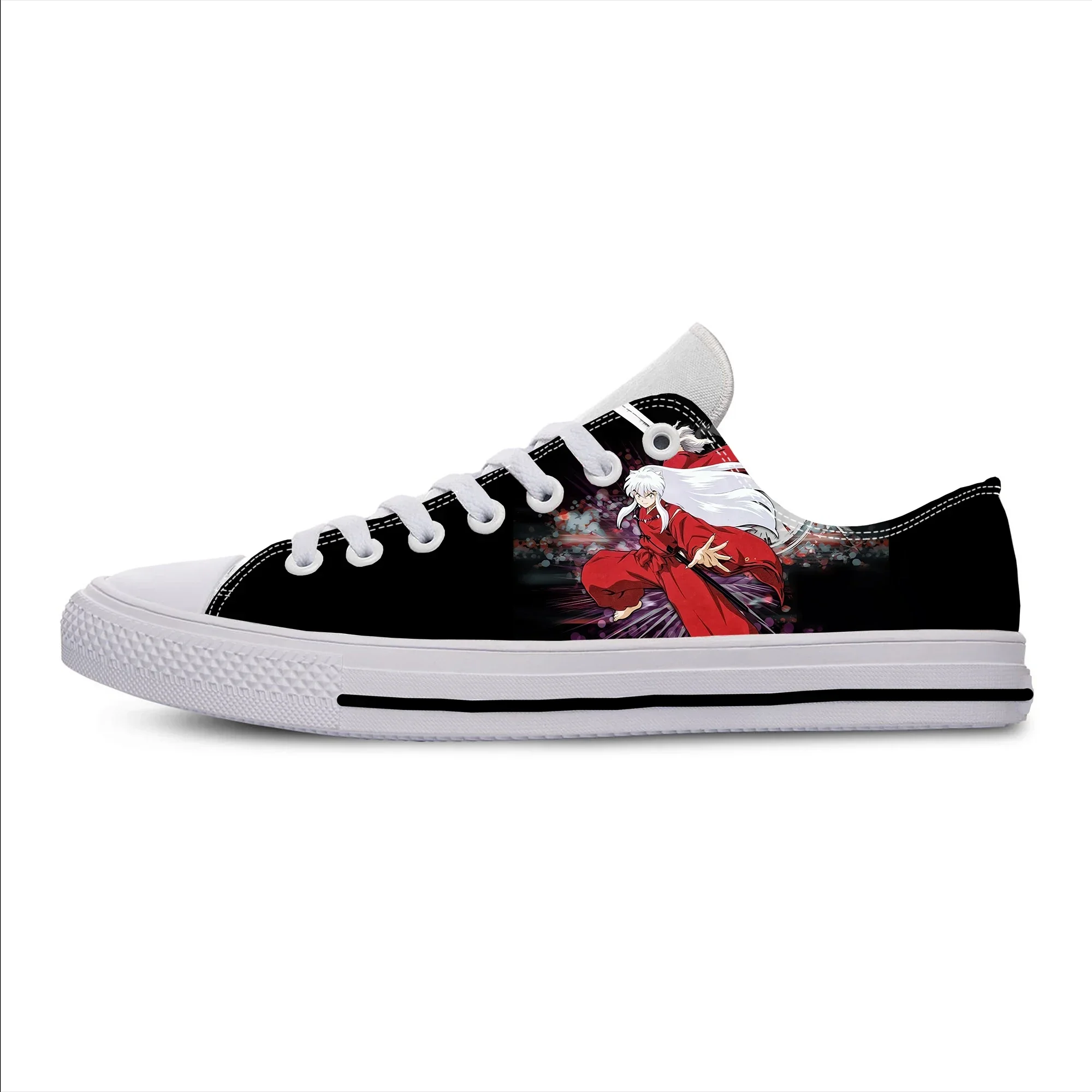 Anime japonês mangá dos desenhos animados quadrinhos inuyasha engraçado casual sapatos de pano baixo superior leve respirável impressão 3d tênis das mulheres dos homens