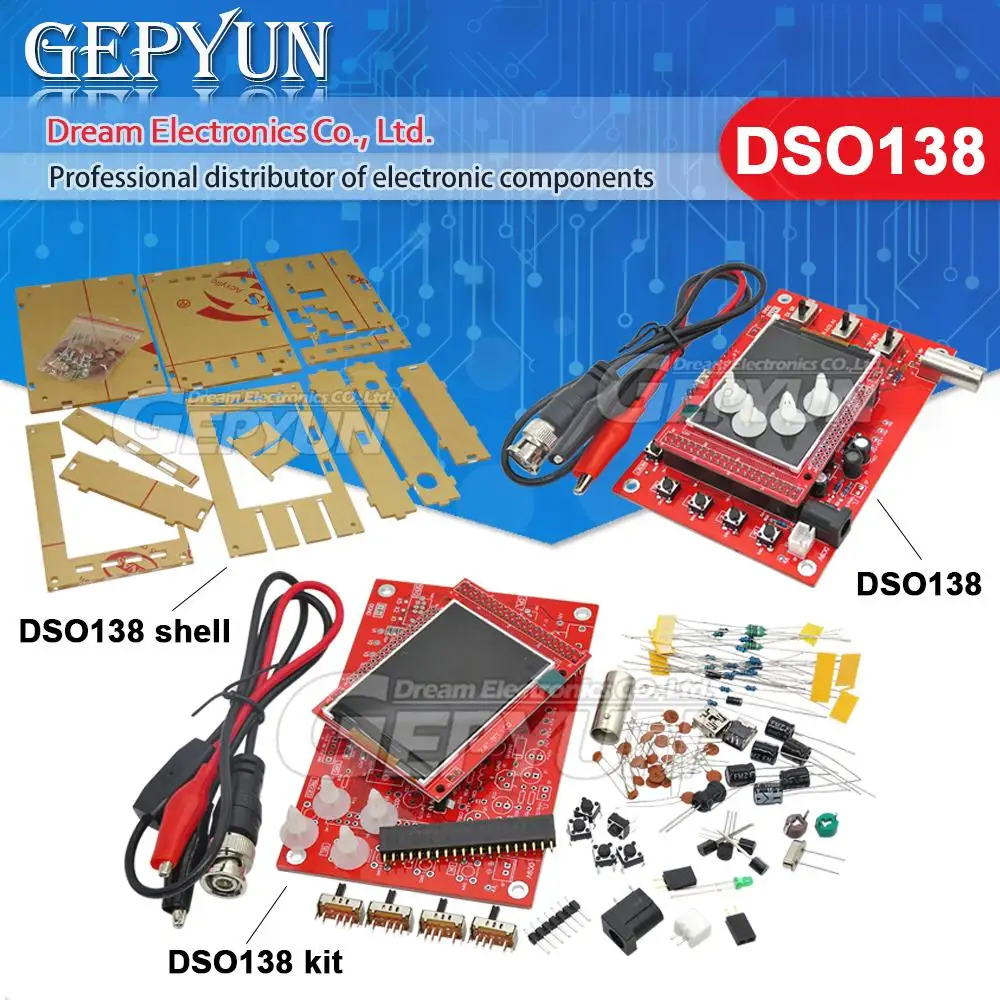 Oscyloskop cyfrowy z ekranem TFT DSO138 2.4 cala zestaw do majsterkowania wyświetlacz przebiegu precyzyjna DSO138 obudowa akrylowa dla arduino