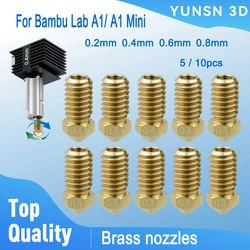 Boquilla de latón de 5/10 piezas para impresora 3D, accesorios para impresora 3d de bambú Lab A1/ A1 Mini, 0,2, 0,4, 0,6, 0,8mm