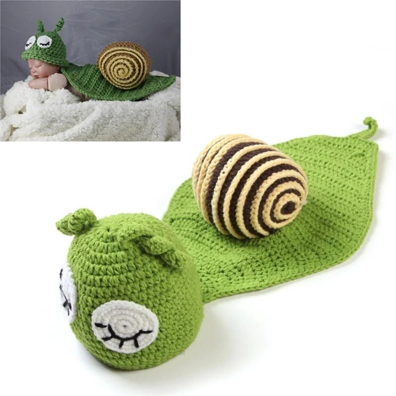 Baby Hat Bodysuit Set Newborn Photography Props Knitted Cotton Cartoon Jumpsuit Infants Photo Clothing