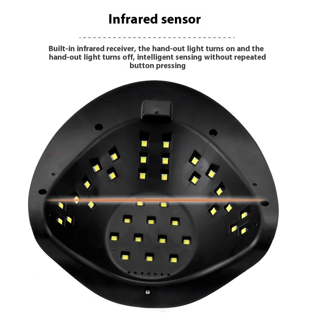 مصباح أظافر LED احترافي 216 وات للأشعة فوق البنفسجية مع مستشعر الأشعة تحت الحمراء وأربعة إعدادات للمؤقت لعلاج وتجفيف طلاء الجل