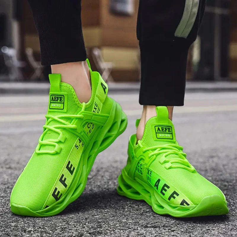 Лидер продаж лета, мужские кроссовки с зеленой сеткой, большой размер 47, легкие дышащие женские тренировочные туфли, нескользящая спортивная обувь для мужчин