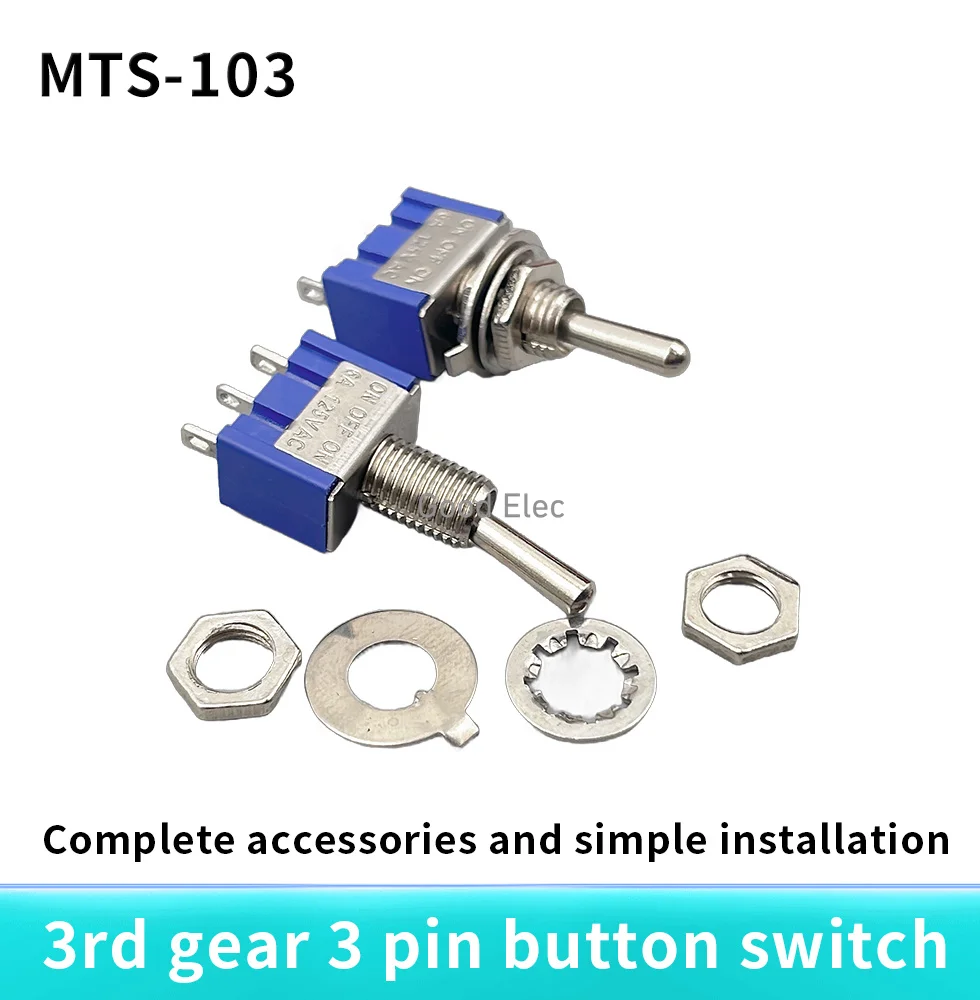 

10 шт. ВКЛ-ВЫКЛ-ВКЛ темно-синий 3-контактный 3-позиционный фиксатор MTS-103 AC 125 В/6 А 250 В/3 А кнопочный переключатель питания автомобиля