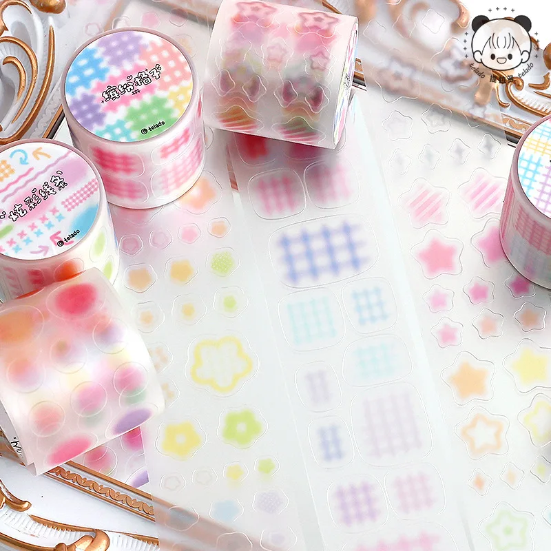 2M Star Circular dots lattice PET Decorative Tape Stickers Key Words Sticker Journal DIY Tape Sticker Stationery Kids Gift