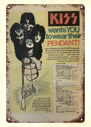 inexpensive home decor 1978 KISS WANTS YOU TO WEAR THEIR PENDANT metal tin sign sign