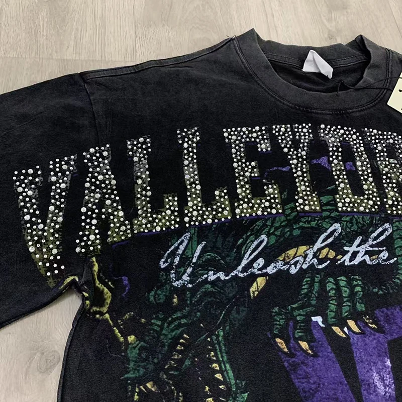 

Винтажные модные повседневные футболки VALLEY, хлопковые мужские футболки большого размера с надписью Vale