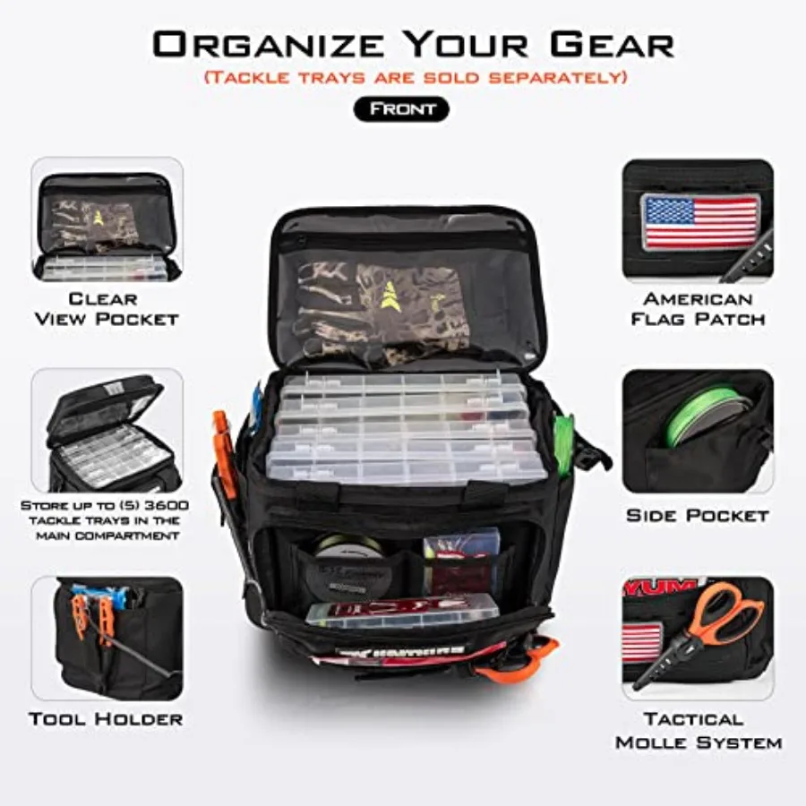 Fishing Tackle Bags - Saltwater and Freshwater Fishing Bags - Water Resistant, Padded Shoulder Strap - Gear Storage