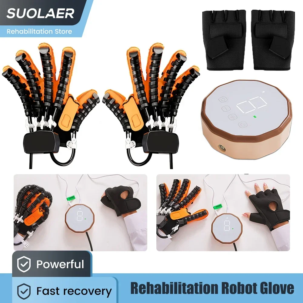 Right & Left Hand Rehabilitation Robot Gloves Hemiplegia Stroke Recovery Finger Workout Aids Cerebral Infarction Training Device