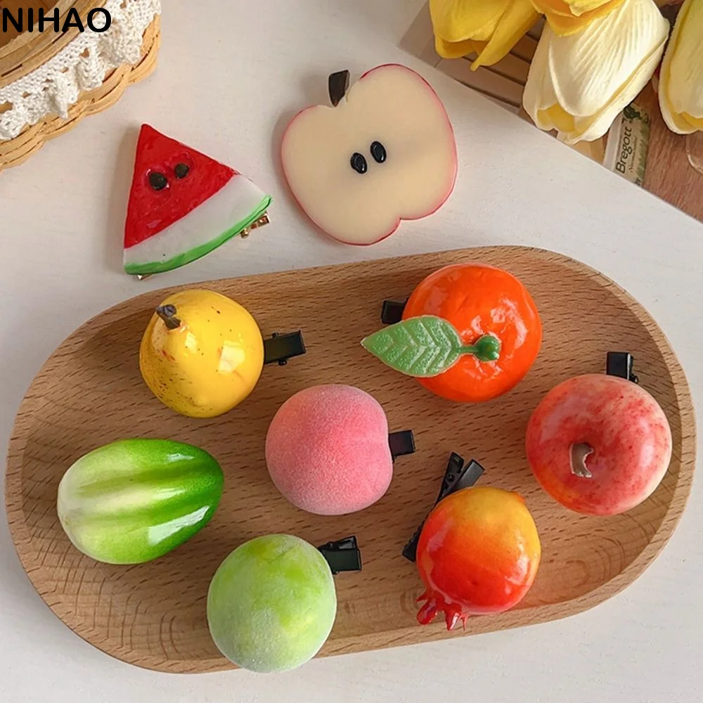 Забавная-заколка-для-волос-в-виде-вишни-лимона-персика-Милая-заколка-фрукт-для-женщин-Аксессуар-для-волос-в-виде-имитации-еды-на-каждый-день