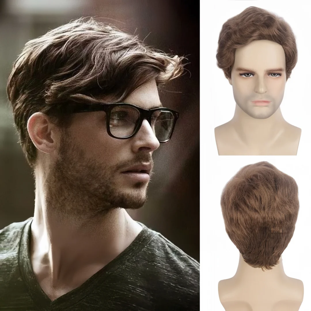 

Мужской парик REEWES, блондинка, короткий вьющийся волнистый парик, натуральные синтетические волосы для мужчин, повседневная одежда, аниме, косплей, костюм на Хэллоуин