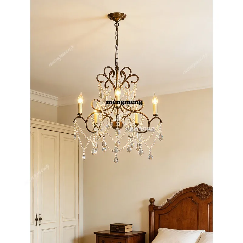 

French crystal chandelier master bedroom American retro small living room dining room room lamp candle stair light