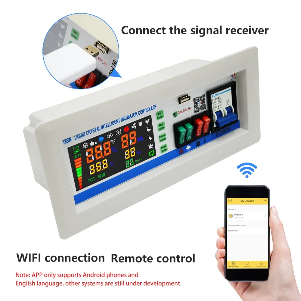 new type Mobile phone remote control  temperature control and humidity control eggs incubator xm-18sw