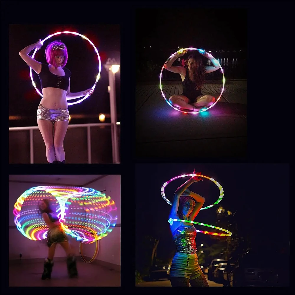 LED Luminous Sports Hoop 60 Diameter Hula Hoop Detachable FitnessCircle Performance Art Abdominal Weight Loss  Fitness Equipment