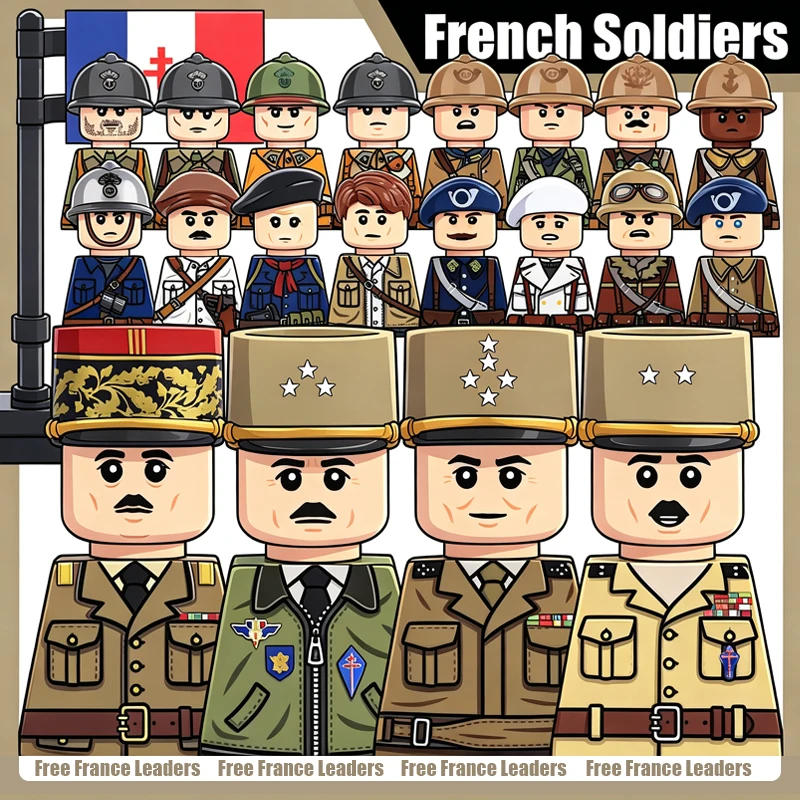 figuras-de-soldados-da-franca-livre-militar-blocos-de-montar-de-lideres-exercito-tropas-alpinas-fuzileiro-oficial-artilharia-bandeira-brinquedos-de-blocos