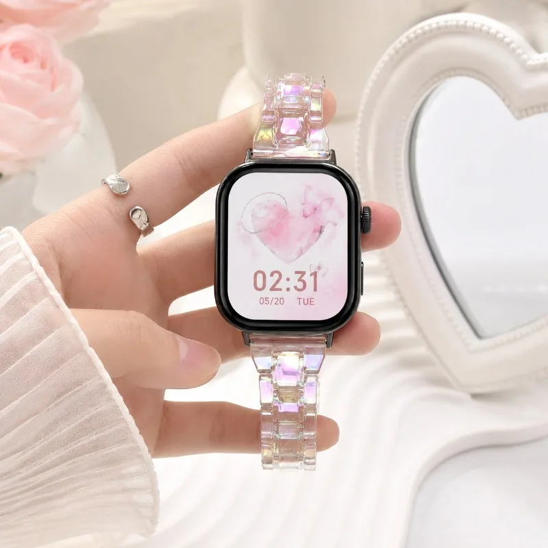 Fashion Clear Rainbow Strap For Huawei Watch Fit 5/5 Pro/Fit4/4 Pro/Fit3 Women Transparent Smart Watch Replacement Wristband