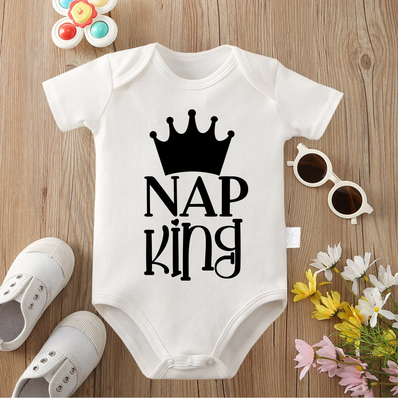 NAP KING ملابس قطنية 100% مطبوعة رائعة بدلة قطعة واحدة مريحة للأطفال حديثي الولادة من 0 إلى 12 شهرًا #2