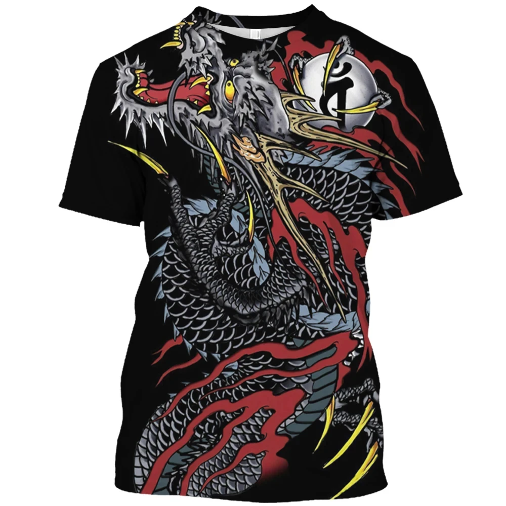 Oriental Dragon Graphic 3D Print O-Neck T-shirt Men Casual Short Sleeve Fashion Hip-hop Tshirt Y2K Harajuku Unisex Clothing