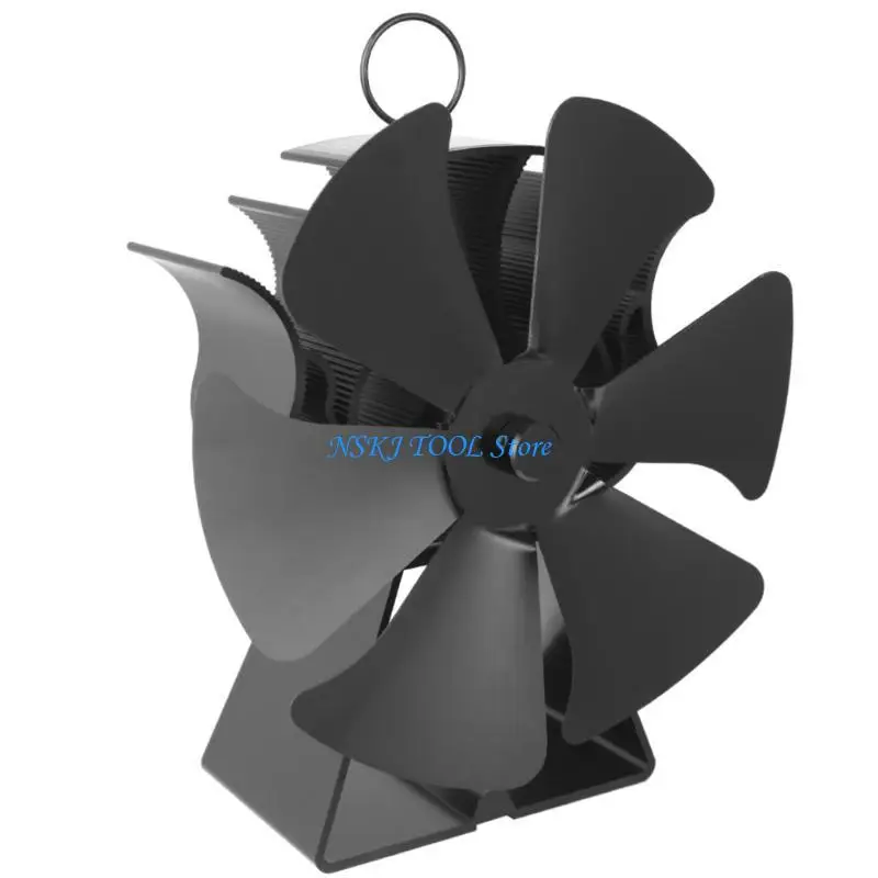 

L8RC Heat Powered Stove Fan Silent Operation 6-Blade without Electricity Burning Stove Fan Quick Start Energy-Saving