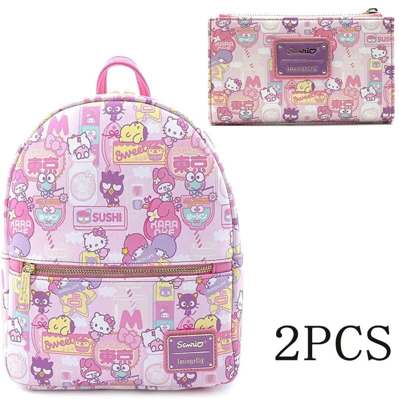 Mini plecaki Kawaii Śliczny plecak Hello Kitty Kawaii dla kobiet i dziewcząt Urocze torby ze skóry PU Torba na ramię z podwójnym paskiem