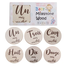 M76C 6 Pcs/Set Handmade Baby Milestone Cards Newborn Monthly Recording Cards Spanish Language Letters Flower Print Photocards