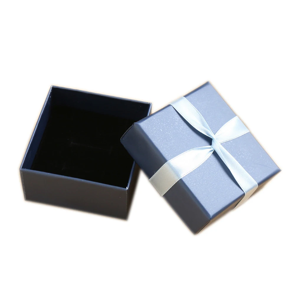 12Pcs 7*7*3.5cm Blue Jewelry Box with Bow Necklaces Rings Earrings Bracelets Jewelry Boxes For Christmas Gifts and Weddings Case