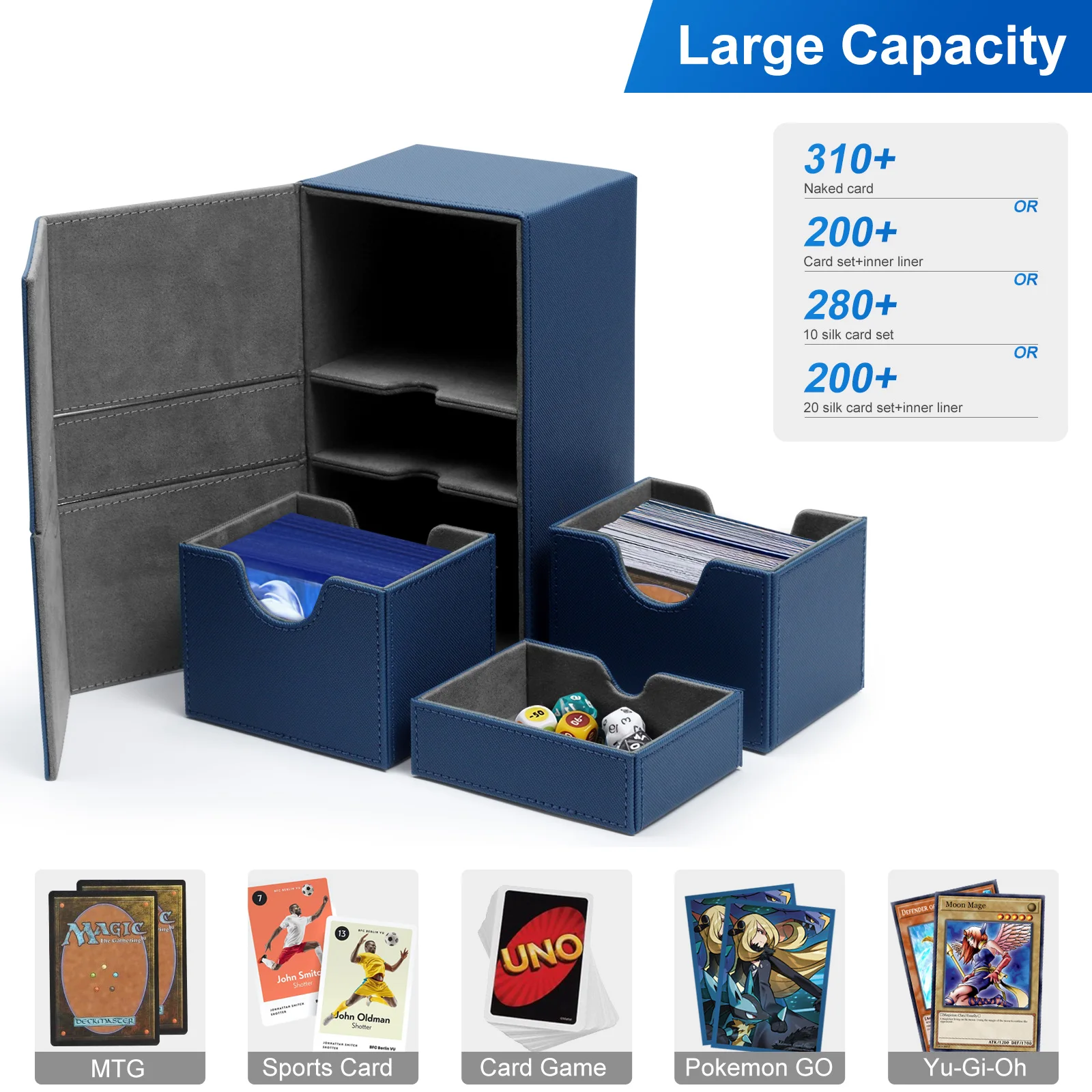 X-Large Commander Premium Double Deck Box for 200+ Sleeved Cards ProTwin FlipDeckCase with 3 Tray Fits MTG/TCG/CCG