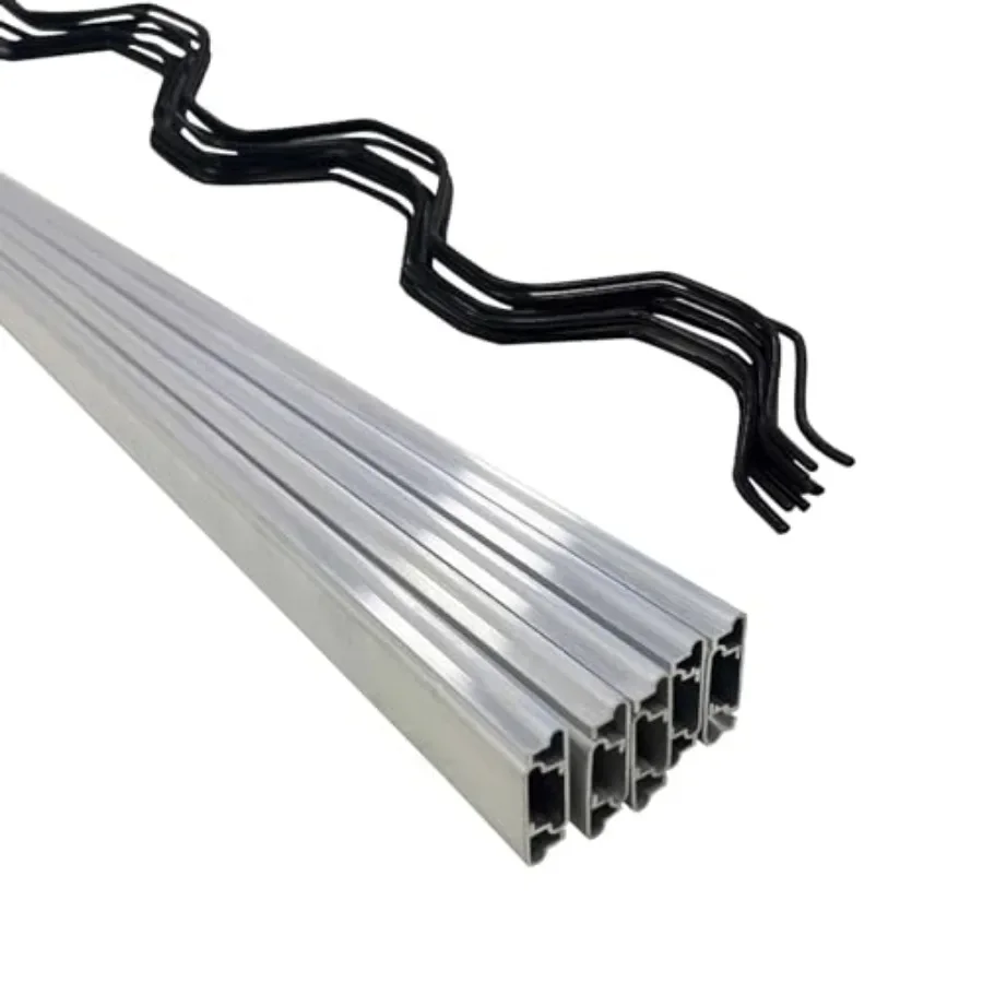 Greenhouse Lock Channel and Spring Wire Set: 1MM Thick Aluminum Alloy Lock Channel with PVC Coated Spring Wires for Plastic Cov