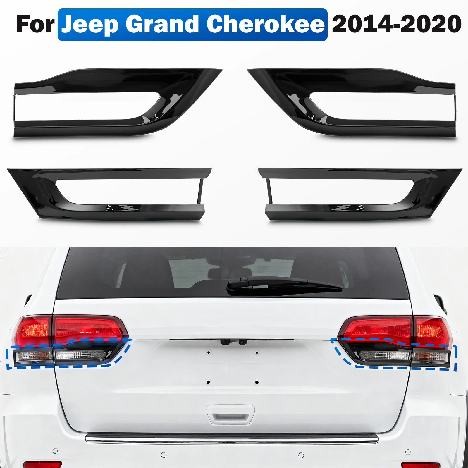 4 Teile/satz Grand Cherokee Heckklappe Rücklicht Trim Für 2014-2021 Jeep Grand Cherokee 68220970AA 68220968AA 68219812AA 68219813AA – Detail 6